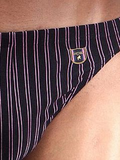 Мужские стильные черные трусы в розовую полоску HOM Smart Stripes 02176cK9